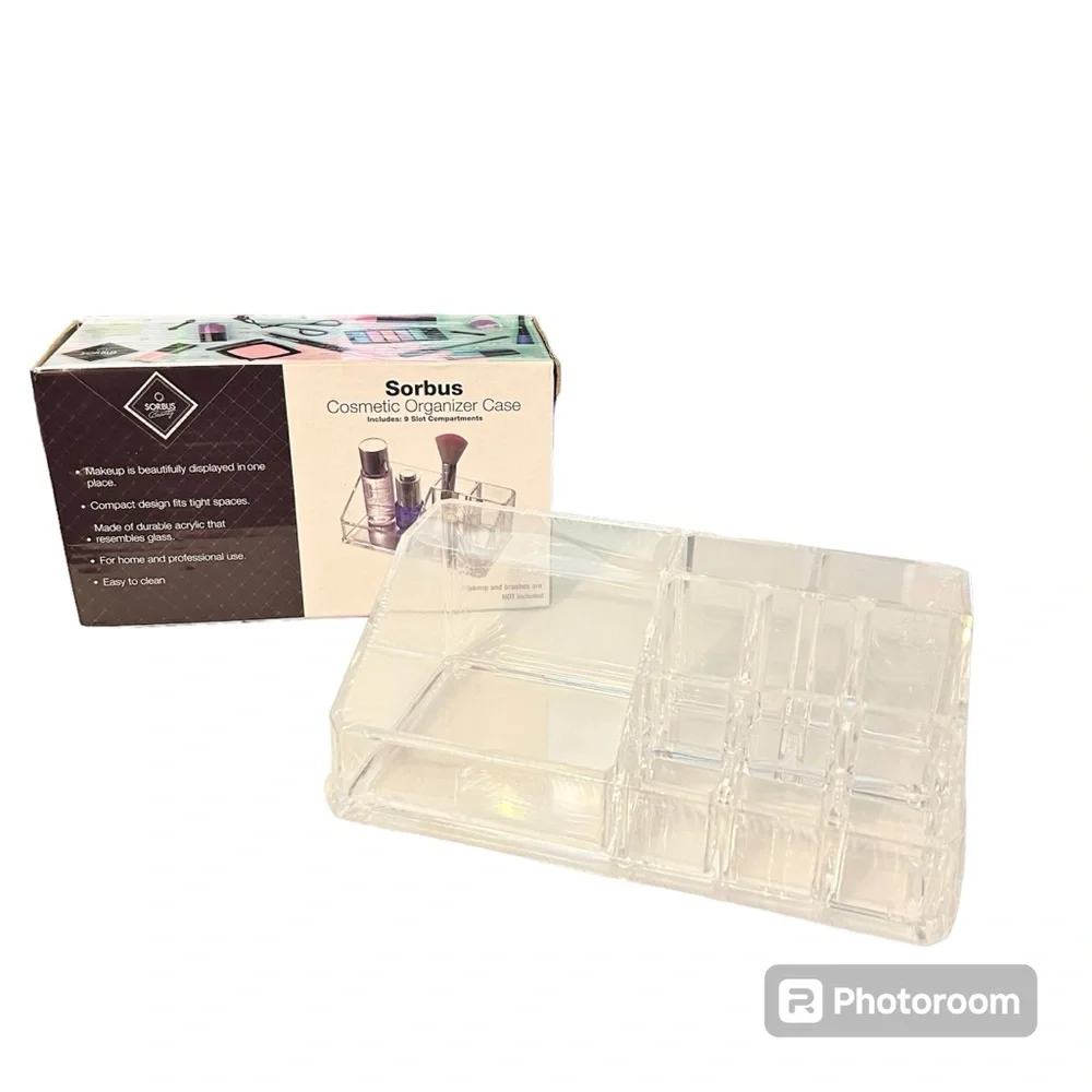 NIB Sorbus Clear Acrylic Cosmetic Organizer 9 Slots